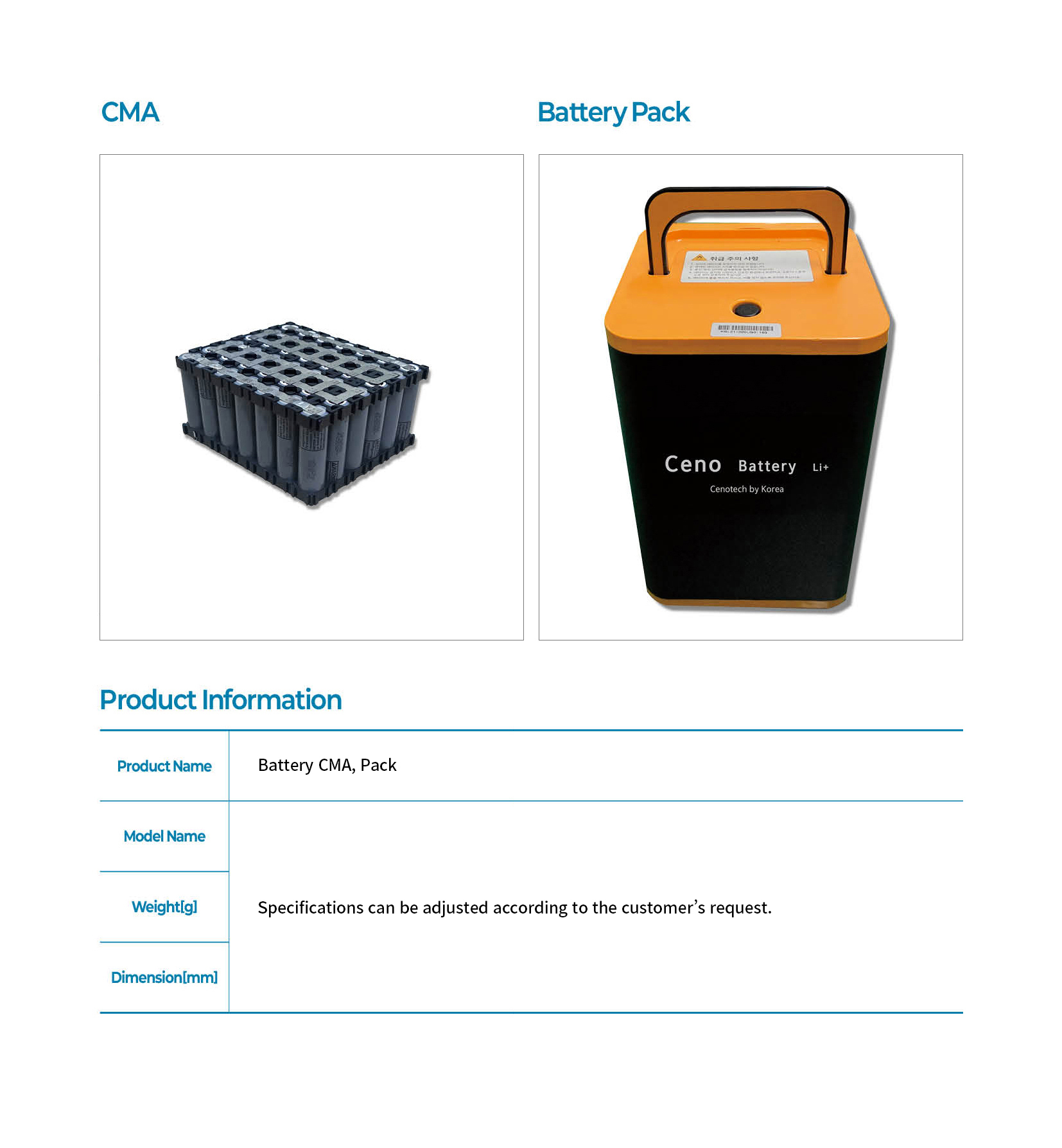 Battery CMA, Pack