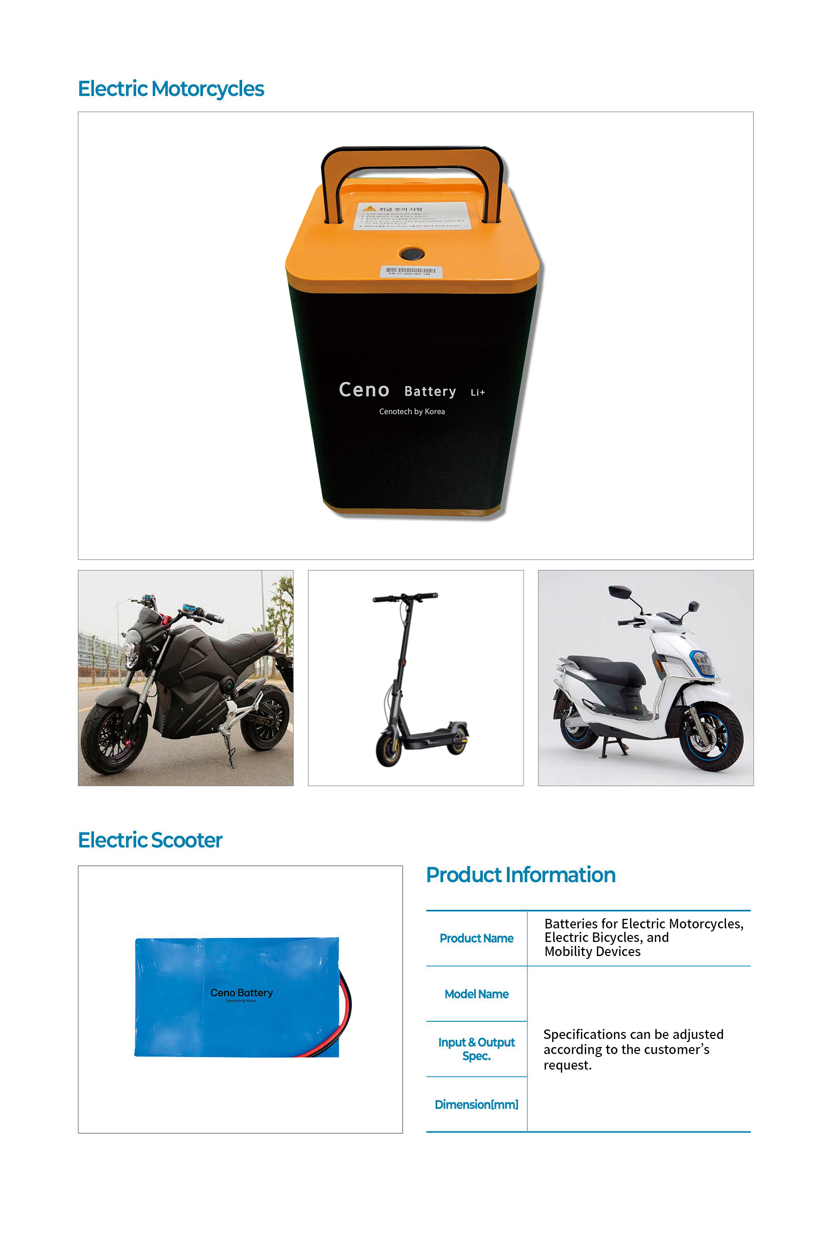 Batteries for Electric Motorcycles, E-Bikes, and Mobility